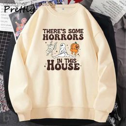 Men's Hoodies Sweatshirts Funny Halloween Sweatshirt Women There's Some Horrors in The House Ghost Hoodie Pumkin Retro Spooky Season Crewneck Swatshirt L231027