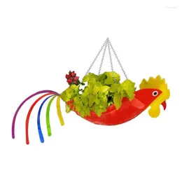 Garden Decorations Bird Hang Planter Bright Colourful Parrot Or Rooster Shape Yard Decoration For Cacti Succulents