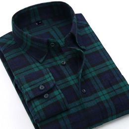 Quality Warm Autumn Winter Flannel Plaid Shirt Red Checkered Shirt Men Shirts Long Sleeve Chemise Homme Cotton Dress Shirts2230