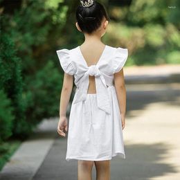 Girl Dresses VSummer Girls Solid 12 Months - 7 Years Old Sweet Princess Cotton Children Clothing Boutique Bowknot Kids Dress