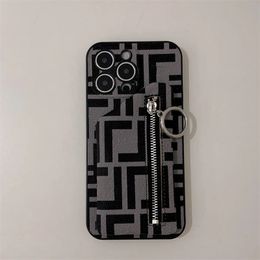 Retro Designer Iphone Case Fashion Phone Case for 12 13 14 Pro Promax Zipper Card Holder Phones Cover 2 Colors