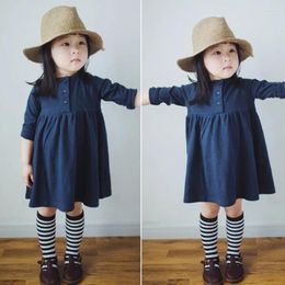 Girl Dresses 2023 Spring Girls Kids Costume Long Sleeve Toddler Dress Solid Autumn Children Clothing Baby Vestido Princesa A125