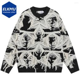 Men's Sweaters Tassel Star Knit Sweater Men Hip Hop Streetwear Oversized Pullover Knitted Jumper Harajuku Loose Black Y2K