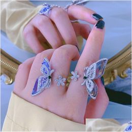 Band Rings Statement Flower Butterfly Open Rings For Women New Trends Jewellery Personality Crystal Big Ring Adjustable Bijoux Dhgarden Otu1R