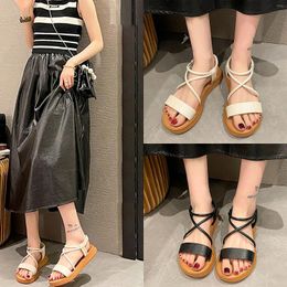 Sandals Casual Side Slope Heel Bottom Roman Shoes Fashion Women'S Summer Barefoot For Women Wedding