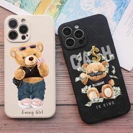 Cell Phone Cases Funny sports bear phone case for iPhone 14 PRO Max 12 Pro 11 Pro XR XS MAX X 6s 8 7 Plus girl gift box for iPhone 15 13 Pro Max 231026