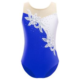 Gymnastic Rings Kids Girls Faux Diamonds Glittering Sequins Skating Jumpsuit Yoga Ballet Dance Leotards Acrobatics Workout Sportswear 231027