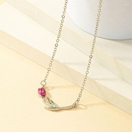 Pendant Necklaces 10pcs / Lot Fashion Jewellery Accessories Metal Enamel Flower Necklace