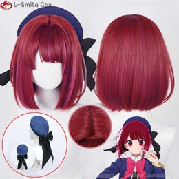 Catsuit Costumes High Quality Wig Anime Oshi No Ko Cosplay 30cm Red Mixed Pink Arima Kana Heat Resistant Synthetic Wigs