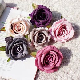 Decorative Flowers 12PCS Artificial Italian Rose Blossom Head 9.5CM Handmade DIY Wedding Flower Dress