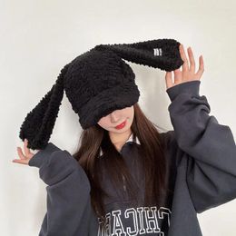 Ball Caps Ears Plush Hat Women's Winter Warm Thickened Cold Casual Solid Colour Imitation Lamb Wool Baseball Cap Gorras