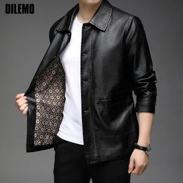Men's Leather Faux Leather Top Grade Brand Designer Casual Fashion Faux Pu Fashion Leather Jacket Men Brown Biker Classic Coats Mens Clothing 231026
