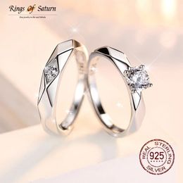 Wedding Rings Rings of Saturn Romantic 100% Pure 925 Sterling Silver Rings For Women Men Wedding Fine Jewellery Couple Rings For Lover 231027