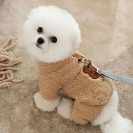 Dog Apparel Puppy Four Legged Fleece Cartoon Sticker Embroidered Clothes Pets Can Pull Costumes Small Teddy Warm Winter 2023