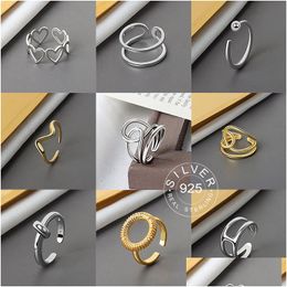 Band Rings Sterling Sier Smooth Rings For Women Interweave Jewellery Beautif Finger Open Ring Party Birthday Gift Drop Delivery Dhgarden Otstn