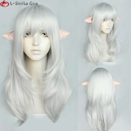 Catsuit Costumes FF14 56cm Long Cosplay Estinien Varlineau Sier White Wig with Ear Heat Resistant Hair Anime FFXIV Wigs