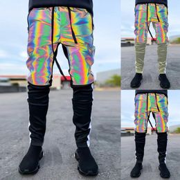 Men's Pants Mens Colourful Reflective Casual Hip Hop Leg Boys Sleepers Pantalones De Mujer