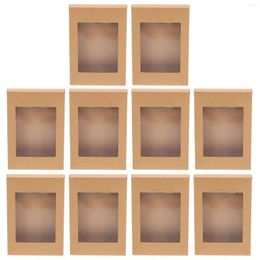 Take Out Containers 10 Pcs Kraft Paper Gift Box Clear Cake Festival Supplies Dessert Baby Cookie Boxes