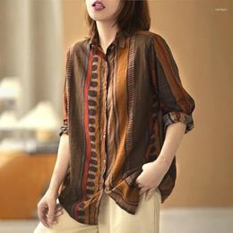 Women's Blouses Ethnic Vintage Shirts For Women Long Sleeve Top Cotton Linen Shirt Blouse Plus Size Ladies Loose Casual