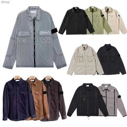 Men's Designer Stones Island Jackets Badges Zipper Stone Outerwear Mesh Metal Nylon Overalls Shirt Jacket Oxford Breathable Portable High Street Clothing
