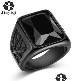 Band Rings Men Hiphop Ring Stainless Steel Black/Red Stone Rock Fashion Male Jewellery Wedding Drop Delivery Jewellery Ring Dhgarden Otyit