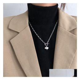 Pendant Necklaces 925 Sterling Sier Simple Love Heart Charm Pendant Necklace Ot Clasp Chain Necklaces For Women Jewellery Gift Dhgarden Otyzq