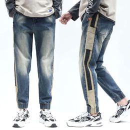 Jogger Men Jeans Loose Fit Elastic Waist Streetwear Male Harem Pants Patchwork Fashion Desinger S Trousers Kpop Style