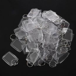 50 Pcs Key Chains Key Rings With Transparent Picture Frames Jewellery Keyrings DIY Pendant Keychains Accessories2633