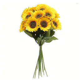 Decorative Flowers 1/3/5pc Sunflower Artificial Bouquet Realistic Outdoor Garden Autumn Decoration Home Floral Arrangement Wedding Decor