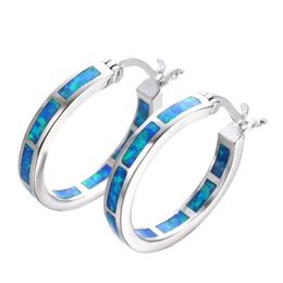 Dangle & Chandelier Luxury Female Round Circle Hoop Earrings Fashion Big White Man-Made Fire Opal Earring For Women Bride Cu Dhgarden Otiqo