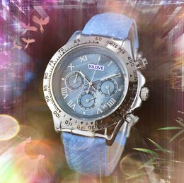 Elegant Fashion Luxury Unisex Watch Women Men Full Functional Trend Round Clock 41mm Quartz Movement Genuine Leather Buckle Roman Number Dial Classic Wristwatch