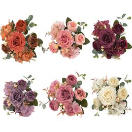 Decorative Flowers Silk Realistic Flower Fake Floral Decor Bouquet For Spring DIY Bridal Bouquets