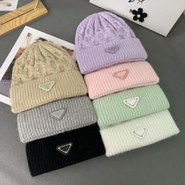 Fashion designer hat winter warm Rabbit hair knitted cap ear protection men's and women's casual outdoor skiing Beanie Hat