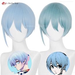Catsuit Costumes Anime Lock Hiori Yo Cosplay 28cm Light Blue Wigs Heat Resistant Synthetic Hair Halloween Costumes + Wig Cap