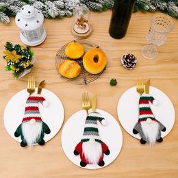 Christmas Cutlery Bag Cover Knife Fork Storage Bags Xmas Tableware Holder Pouch Decor Navidad Cutlery Set New Year