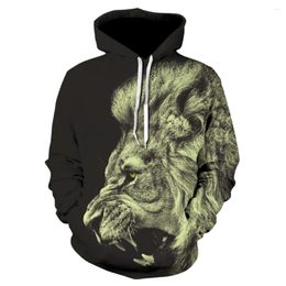 Men's Hoodies Fashion -selling Animal Pattern Printing Anime Men Women Long-sleeved Fierce Lion Hoodie Jacket Loose Streetwear Pullover