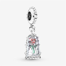 100% 925 Sterling Silver Enchanted Rose Dangle Charm Fit Original European Charms Bracelet Fashion Women Wedding Engagement Jewelr214m