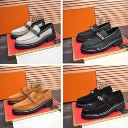 European Grand Prix designer Leather Men's black Brown gray British Business Casual Shoes Square DESIGNERS Pedal Dress Wedding Shoes Tide