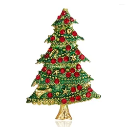 Brooches Year Christmas Tree Brooch Pin Rhinestone Jewelry Accessories Enamel Badge Creative Red Super Teacher Xmas Gift Drop