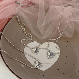 Pendant Necklaces Rhinestone Mirror Love Heart Necklace For Women Charm Cool Trendy Aesthetics Clavicle Chain Korean Fashion Jewellery