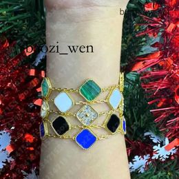 Fashion High Quality Classic 4/4 Leaf Clover Bracelet Gold Onyx Shell Mother of Pearl Girls Wedding Mother's Day Jewellery Women