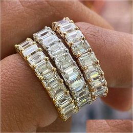 Band Rings Huitan Luxury Micro Paved Square Cubic Zirconia Promise Love Rings For Women Engagement Wedding Jewellery Dropship Dhgarden Otib2