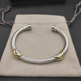 Designer Dy Luxury Top quality cable Cuff bangle Tennis Bracelets Jewellery Silver Diamond women and men silver Pearl head cross luxe gold party christmas gift dhgate