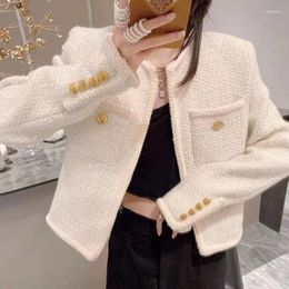 Women's Jackets Solid Small Fragrance Short Simple Women Long Sleeve All-match Elegant Tops 2023 Autumn Korean Chic Female Coat