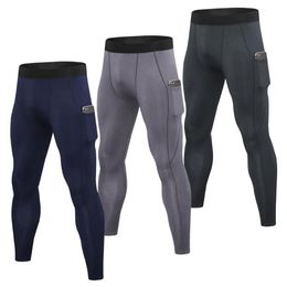 Pack Men's Training Sport Leggings Compression Tights Running Pocket Quick Dry Workout Gym Fitness Jogging Pants185Z