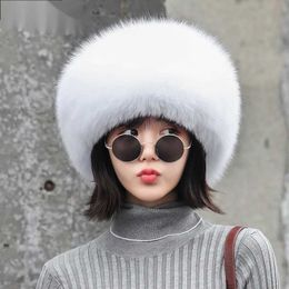Natural Fox Fur Hat Women Cap Thick Winter Warm Female Fashion for with Earmuffs 230920