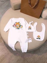 Luxury baby jumpsuits Pattern printing newborn bodysuit infant three-piece Size 52-90 crawling suit Cute hat and scarf Oct25