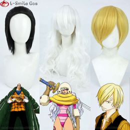 Catsuit Costumes Anime Sanji Charlotte Smoothie Sir Crocodile Cosplay Women Men Heat Resistant Hair Halloween Party Costume Wigs + Wig Cap