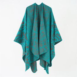 Scarves Fashion Floral Ponchos For Women Winter Warm Thick Oversized Shawls and Wraps Cashmere Pashmina Female Bufanda Mujer Luxury 231027