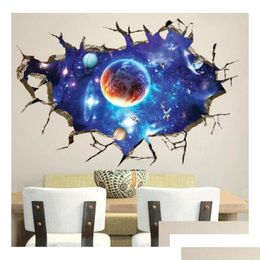 Wall Stickers 90Cm 3D Star Universe Series Broken For Kids Baby Rooms Bedroom Home Decor Decoration Decals Mural Poster Sticker Drop Dhtre